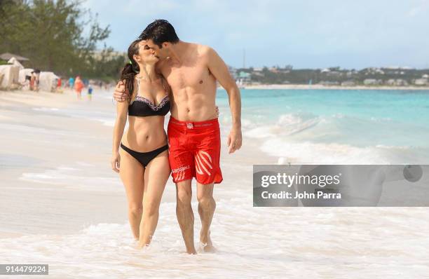 Carole Marini and Gilles Marini enjoy some vacation time with their family at Beaches Turks & Caicos Resort Villages & Spa on January 30, 2018 in...