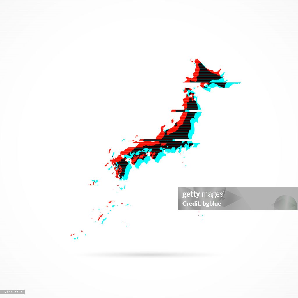 Inverted Japan Map Japan Map In Distorted Glitch Style Modern Trendy Effect High-Res ...