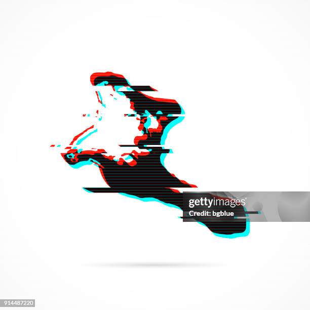kiribati map in distorted glitch style. modern trendy effect - tv static texture stock illustrations