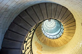 Golden spiral in a stairs phare, Bretagne, France.