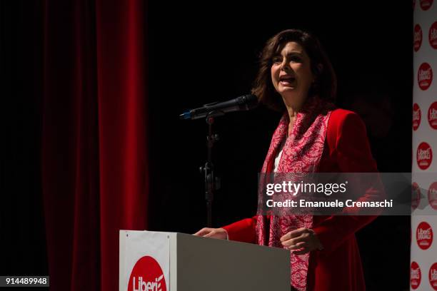 Laura Boldrini attends the launch of the political campaign of the left-wing political alliance of parties Liberi e Uguali on February 4, 2018 in...