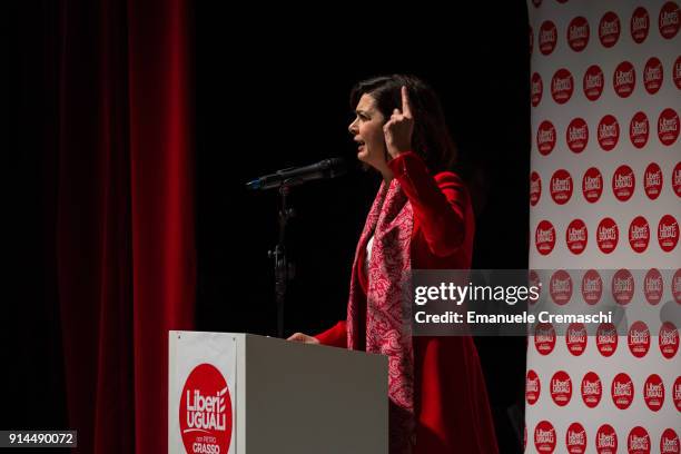 Laura Boldrini attends the launch of the political campaign of the left-wing political alliance of parties Liberi e Uguali on February 4, 2018 in...