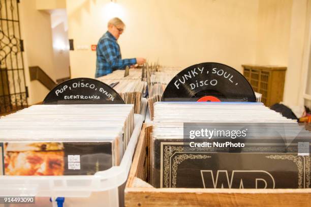 Old records and audio tapes are seen on sale at a second hand market in the city library in Bydgoszcz, Poland on February 1, 2018. Vinyl records have...