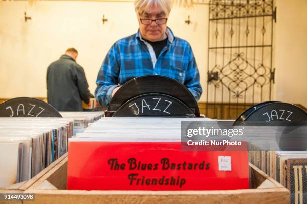 Old records and audio tapes are seen on sale at a second hand market in the city library in Bydgoszcz, Poland on February 1, 2018. Vinyl records have...
