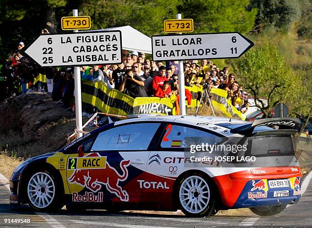 Daniel Sordo and co-driver Marc Marti from Spain drive a Citroen during the second stage of the 45th Rally of Catalonia in El Molar near Tarragona on...