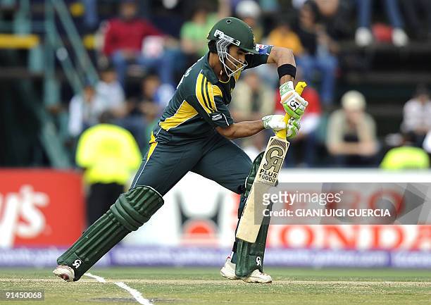 Pakistan's batsman Imran Nazir plays a shot during the ICC Champions Trophy semi final match between New Zealand and Pakistan at Wanderers cricket...