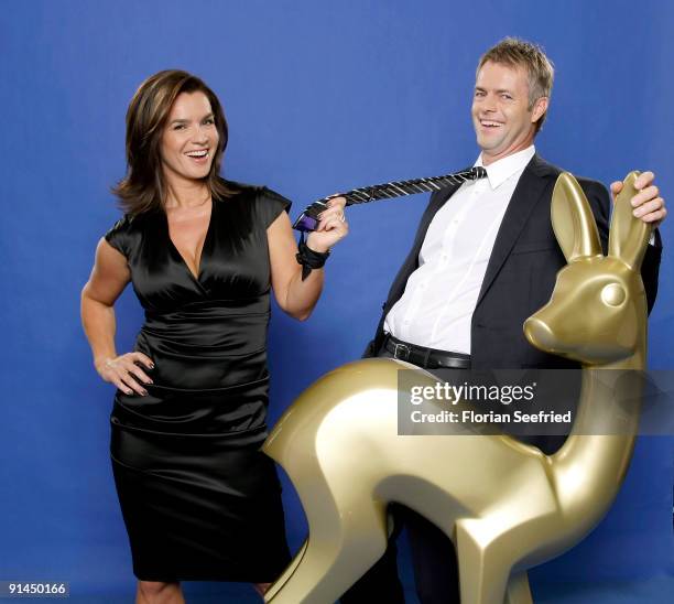 Thomas 'Tom' Bartels and former ice skating champion Katarina Witt attend their presentation as new Bambi Hosts at Sky Lounge at Side Hotel on...