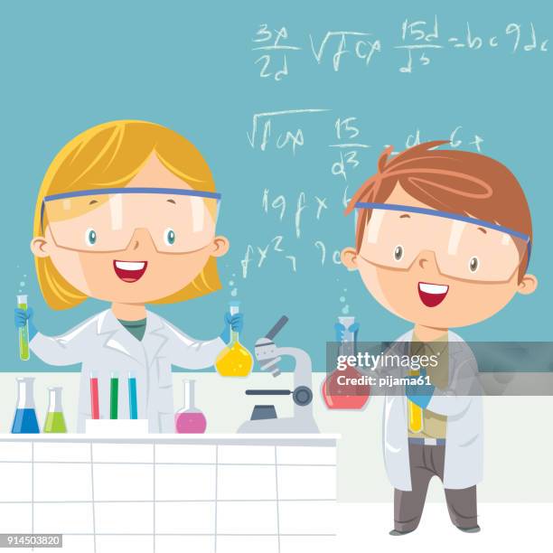 scientist student - science kid stock illustrations