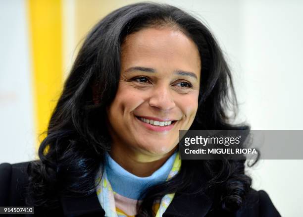 Angolan businesswoman Isabel dos Santos visits the new started EFACEC Portuguese corporation's electric mobility industrial unit on February 5, 2018...
