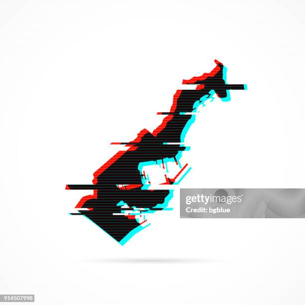 monaco map in distorted glitch style. modern trendy effect - geography of monaco stock illustrations
