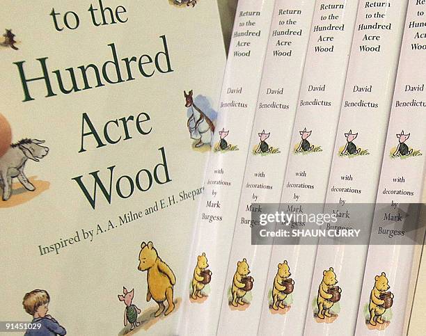 Copies of the new Winnie-the-Pooh book entitled 'Return To The Hundred Acre Wood' are pictured in a book shop in central London, on October 5, 2009....