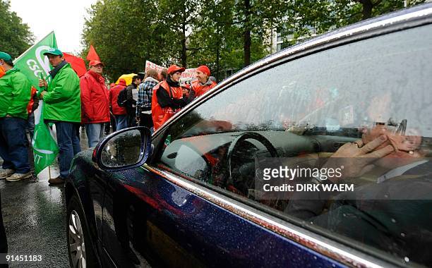 Teachers attend a protest march organised by the French community trade union front in the centre of Brussels, on October 5, 2009. The teachers...