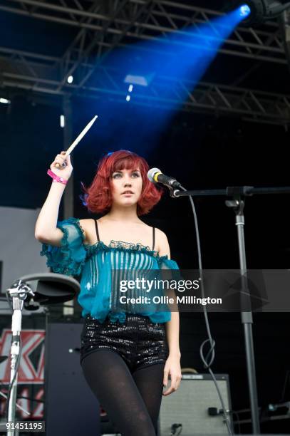 Rachel Mary Callaghan of KASMs performing on stage on the first day of Offset Festival at Hainault Country Park on September 5, 2009 in Chigwell,...