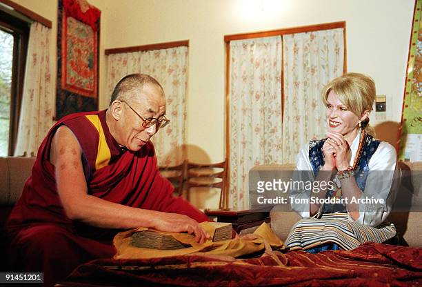 English actress Joanna Lumley with His Holiness Tenzin Gyatso, The 14th Dalai Lama, during her visit to Dharamsala, India, May 2004.