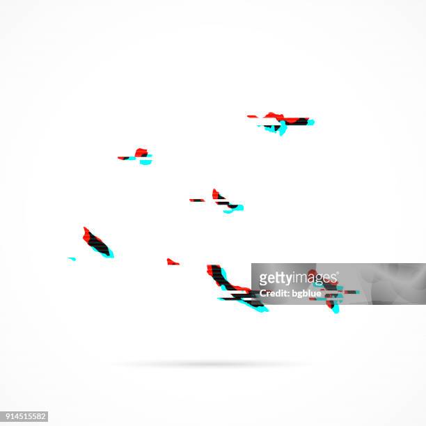 netherlands antilles map in distorted glitch style. modern trendy effect - sint eustatius stock illustrations