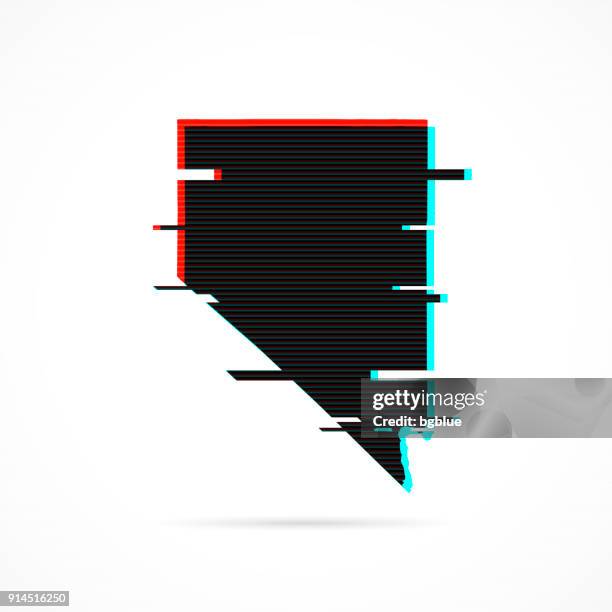 nevada map in distorted glitch style. modern trendy effect - static texture stock illustrations