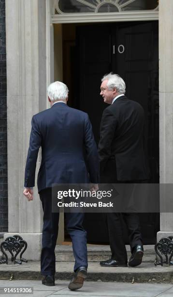 European Chief Negotiator for the United Kingdom Exiting the European Union Michel Barnier and Brexit Secretary David Davis walk to 10 Downing Street...