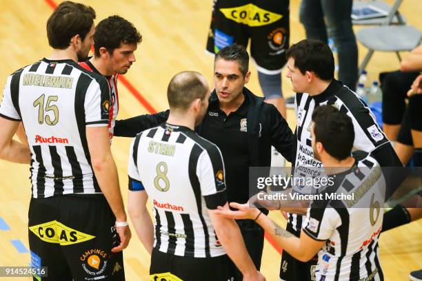 Brice Donat, head coach of Poitiers during the Ligue A match between Rennes and Poitiers on February 2, 2018 in Rennes, France.