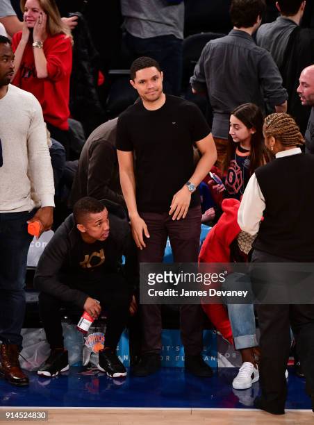 Trevor Noah attends the New York Knicks vs Atlanta Hawks game at Madison Square Garden on February 4, 2018 in New York City.