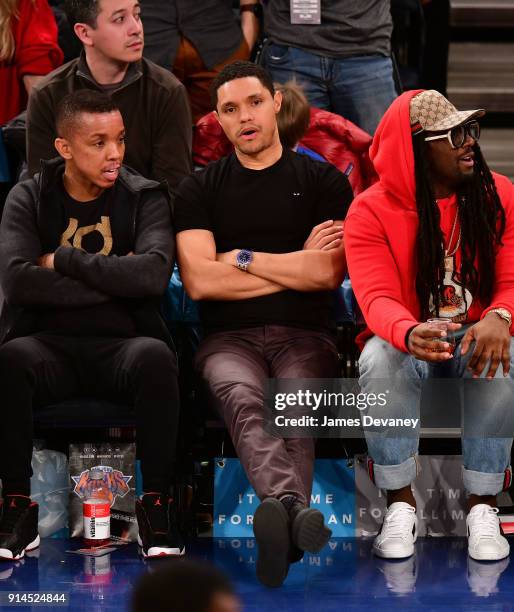 Trevor Noah attends the New York Knicks vs Atlanta Hawks game at Madison Square Garden on February 4, 2018 in New York City.