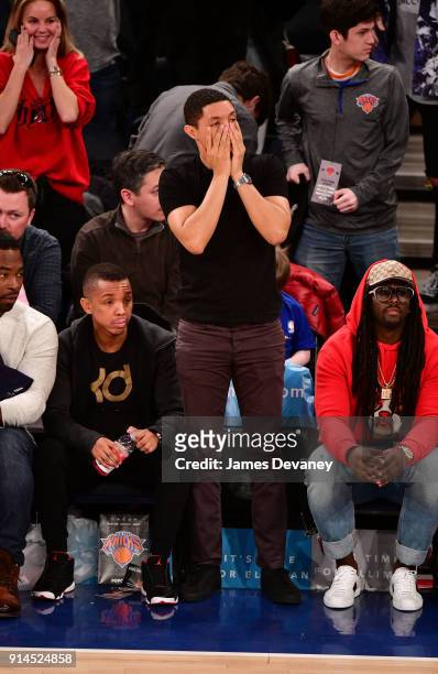 Trevor Noah attends the New York Knicks vs Atlanta Hawks game at Madison Square Garden on February 4, 2018 in New York City.