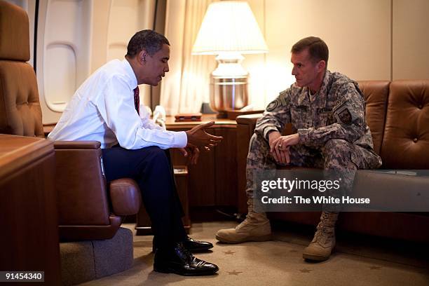 In this photo provided by The White House, U.S. President Barack Obama meets with General Stanley McChrystal, Commander of U.S. Forces in Afghanistan...