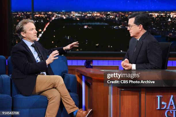 The Late Show with Stephen Colbert and guest Sen. Rand Paul during Wednesday's January 31, 2018 show.