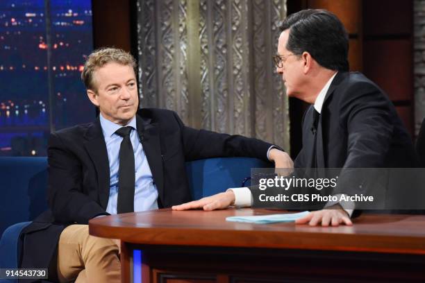 The Late Show with Stephen Colbert and guest Sen. Rand Paul during Wednesday's January 31, 2018 show.