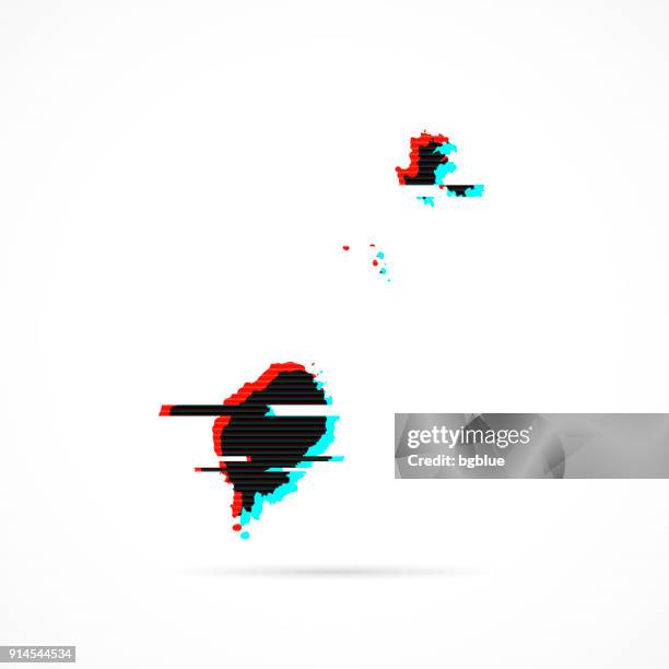 sao tome and principe map in distorted glitch style. modern trendy effect - static texture stock illustrations