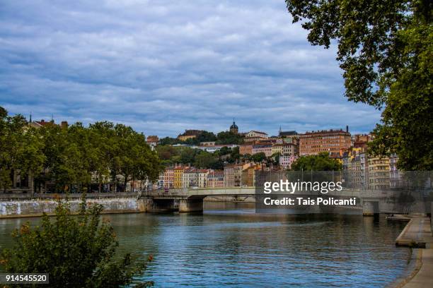 view of the rhône river in lyon, france, europe - rhone river stock pictures, royalty-free photos & images