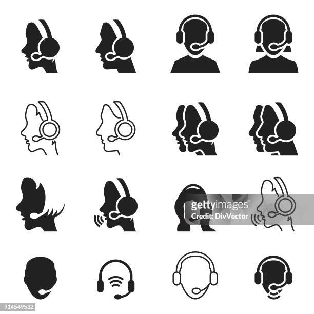 call center operator icon - headset stock illustrations