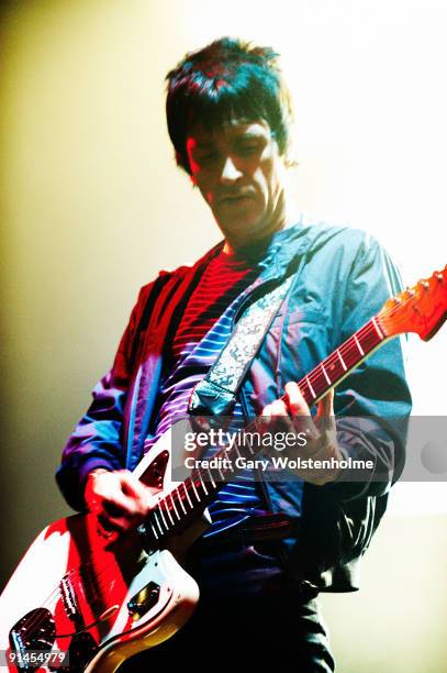 Johnny Marr of The Cribs performs on stage at Manchester Apollo on October 2, 2009 in Manchester, England.