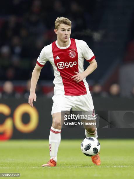 Matthijs de Ligt of Ajax during the Dutch Eredivisie match between Ajax Amsterdam and NAC Breda at the Amsterdam Arena on February 04, 2018 in...