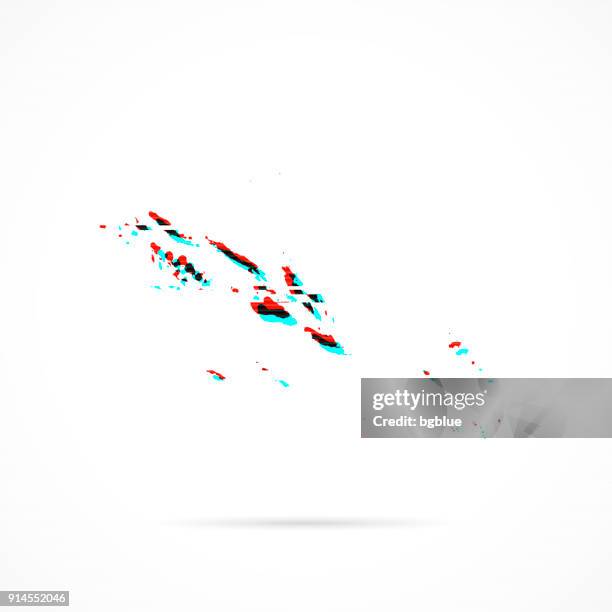 solomon islands map in distorted glitch style. modern trendy effect - static texture stock illustrations