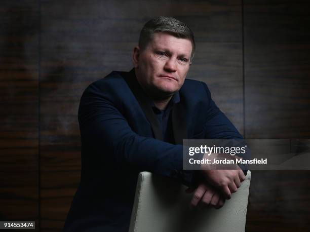 Ricky Hatton, ex-professional boxer, poses for a portrait following the Ultimate Boxxer Launch at the ME London Hotel on February 5, 2018 in London,...