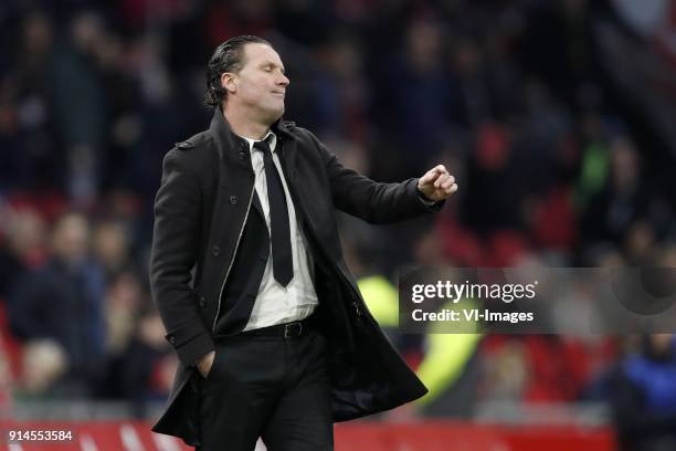 Coach Stijn Vreven of NAC Breda during the Dutch Eredivisie match between Ajax Amsterdam and NAC Breda at the Amsterdam Arena on February 04, 2018 in...