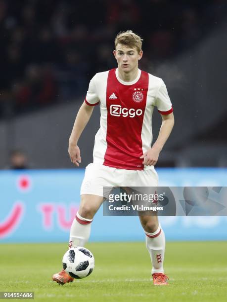 Matthijs de Ligt of Ajax during the Dutch Eredivisie match between Ajax Amsterdam and NAC Breda at the Amsterdam Arena on February 04, 2018 in...