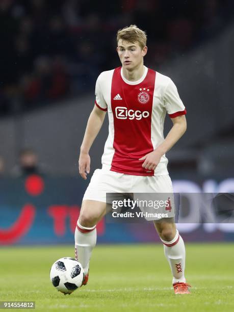 Matthijs de Ligt of Ajax during the Dutch Eredivisie match between Ajax Amsterdam and NAC Breda at the Amsterdam Arena on February 04, 2018 in...