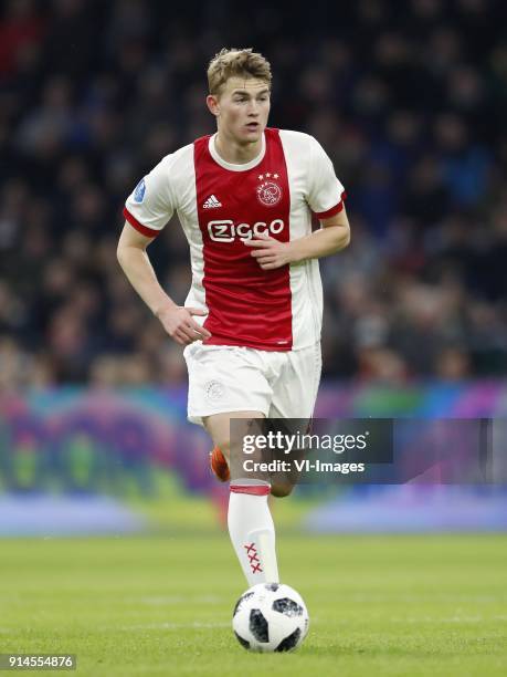 Matthijs de Ligt of Ajax during the Dutch Eredivisie match between Ajax Amsterdam and NAC Breda at the Amsterdam Arena on February 04, 2018 in...