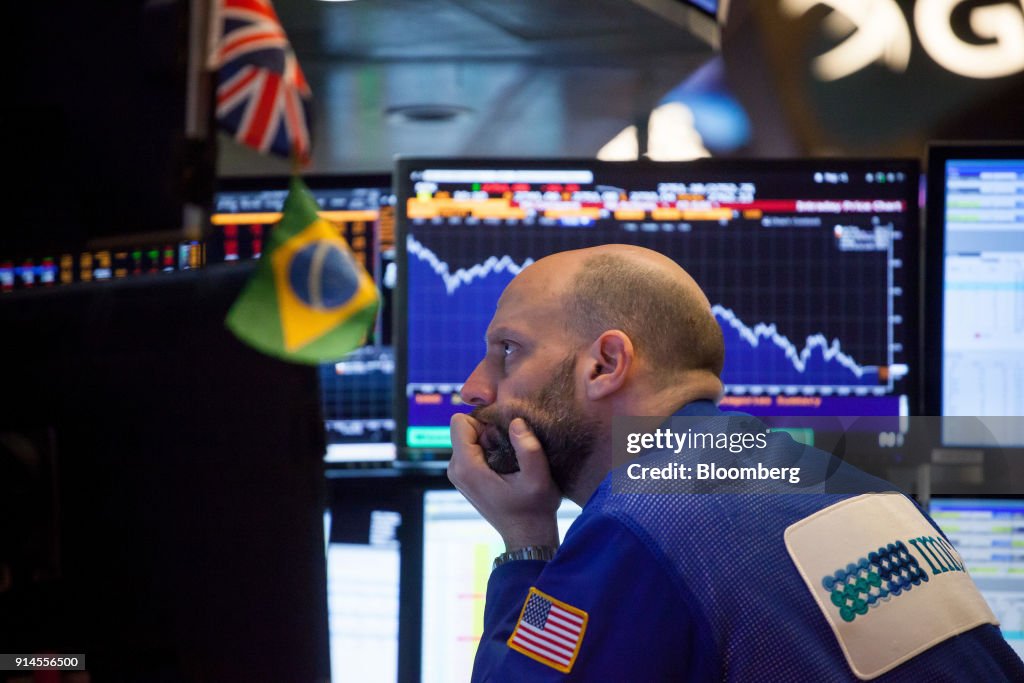 Trading On The Floor Of The NYSE As Stock Slide Slows After Early Drop