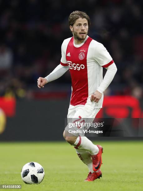 Lasse Schone of Ajax during the Dutch Eredivisie match between Ajax Amsterdam and NAC Breda at the Amsterdam Arena on February 04, 2018 in Amsterdam,...