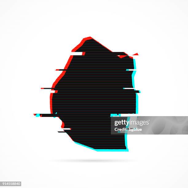 swaziland map in distorted glitch style. modern trendy effect - tv static screen stock illustrations