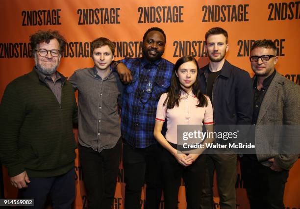 Lobby Hero" cast and creative team: Playwright Kenneth Lonergan, Michael Cera, Brian Tyree Henry, Bel Powley, Chris Evans and director Trip Cullman...