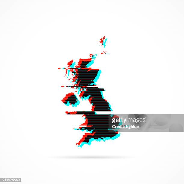 united kingdom map in distorted glitch style. modern trendy effect - southeast england stock illustrations