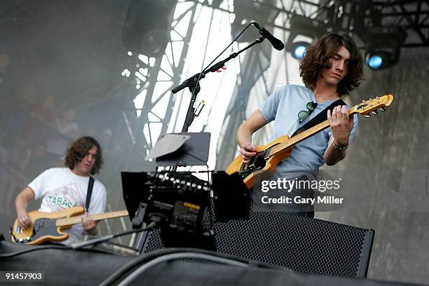 Musician/vocalist Alex Turner and musician Nick O'Malley perform with Arctic Monkeys during the Austin City Limits Music Festival at Zilker Park on...