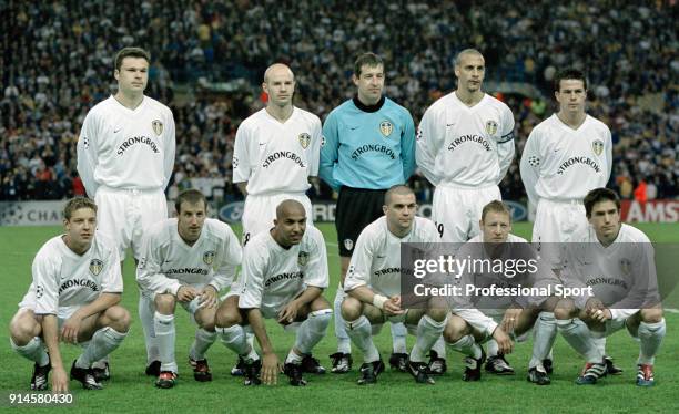 The Leeds United team line up for a group photo before the UEFA Champions League Semi Final 1st Leg between Leeds United and Valencia at Elland Road...