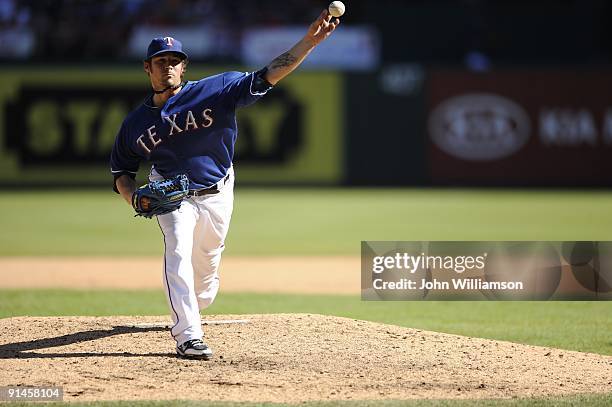 Wilson#36 of the Texas Rangers pitches during the game against the Tampa Bay Rays at Rangers Ballpark in Arlington in Arlington, Texas on Sunday,...