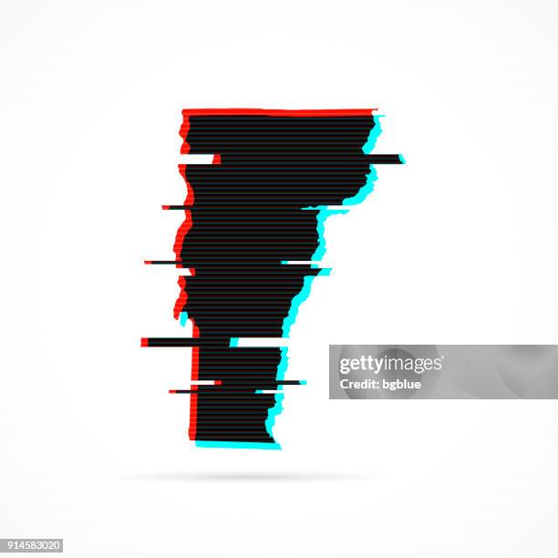 vermont map in distorted glitch style. modern trendy effect - static texture stock illustrations