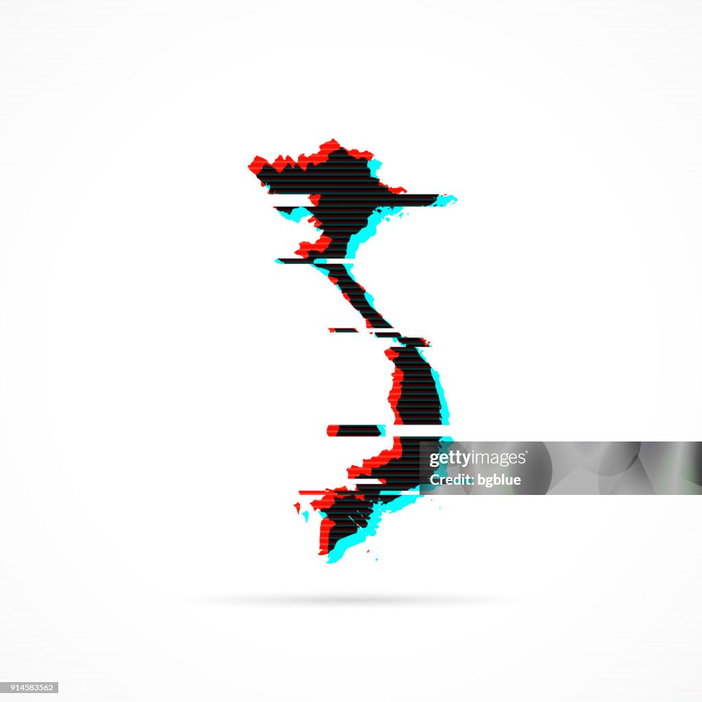 Vietnam map in distorted glitch style. Modern trendy effect