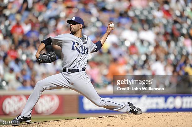 David Price#14 of the Tampa Bay Rays pitches during the game against the Texas Rangers at Rangers Ballpark in Arlington in Arlington, Texas on...